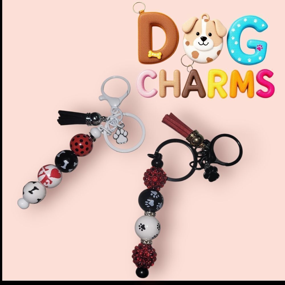 Dog Charms 2pk Keychain Set New